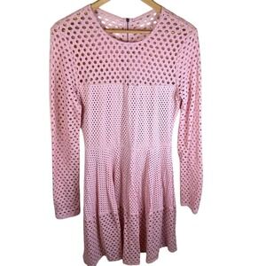 BCBGMAXAZRIA Kyla Pink Eyelet A-Line Mini Dress Size Medium‎ Lined Barbiecore